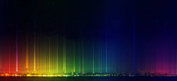 Nacht-Stadtpanorama. Nachtaufnahme der farbenfrohen Stadt. Nachtlandschaft. abstrakter dunkler Hintergrund. — Stockfoto