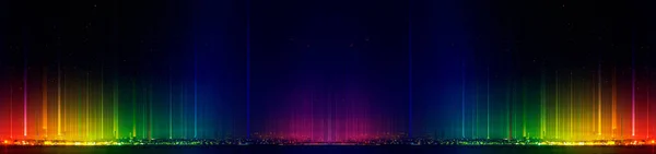 Uguaglianza concetto di città. Panorama colorato città di notte. Concetto LGBT . — Foto Stock