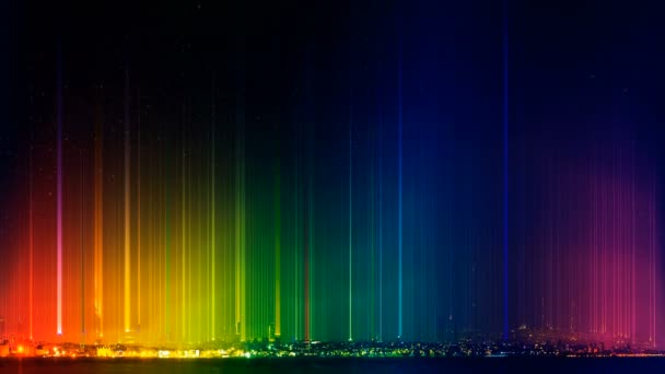 Equality City Concept Panorama Colorful Night City Rainbow Colors Lgbt — Stok video