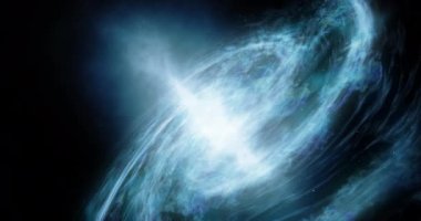 Bir sarmal gökada soyut uzay arkaplan yıldız uzayı etrafında hareket eder, yıldızların ve gezegenlerin oluşumu derin uzay görüntüsü parçacıkları parlayan arka plan dramatik sahne 4k video canlandırması