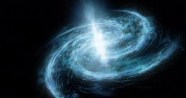 Bir sarmal gökada soyut uzay arkaplan yıldız uzayı etrafında hareket eder, yıldızların ve gezegenlerin oluşumu derin uzay görüntüsü parçacıkları parlayan arka plan dramatik sahne 4k video canlandırması