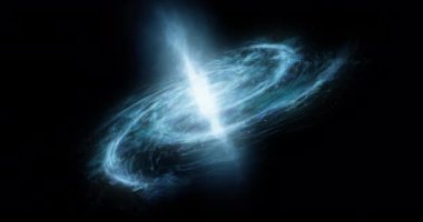 Bir sarmal gökada soyut uzay arkaplan yıldız uzayı etrafında hareket eder, yıldızların ve gezegenlerin oluşumu derin uzay görüntüsü parçacıkları parlayan arka plan dramatik sahne 4k video canlandırması