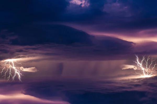 Thunderstorms Massive Clouds Thunder Lightning Discharges Sky — Stock Photo, Image