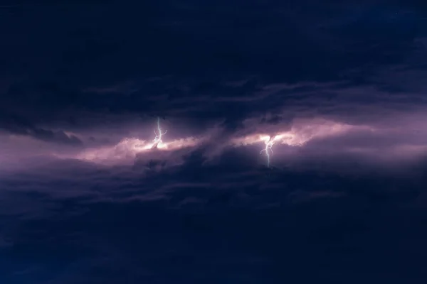 Thunderstorms Massive Clouds Thunder Lightning Discharges Sky — Stock Photo, Image