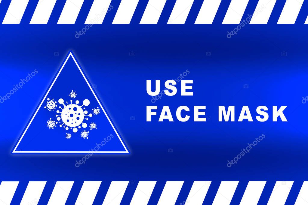 sign use face mask on caution lines backgrounds worn hazard stripes warning tapes danger signs