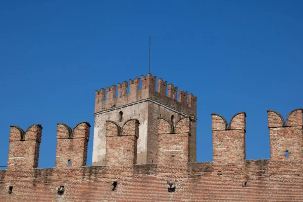 Gamla Tegel Slottet Detaljerna Verona Italien Bild — Stockfoto