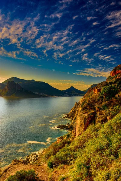 Південна Африка Hout Bay Кейптаун Синій Годину Мальовничі Мирних Романтичний — стокове фото