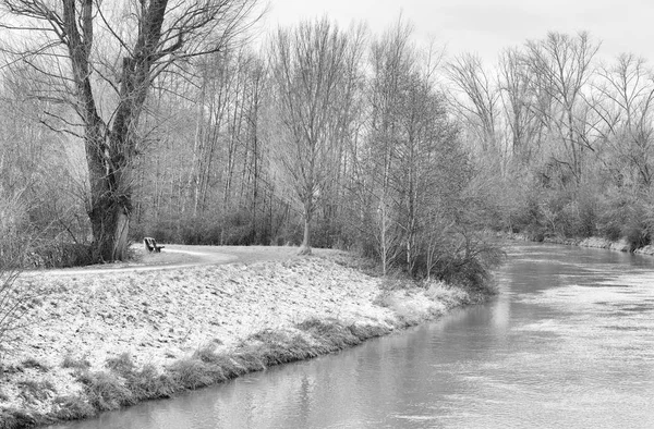 Paesaggio Naturale Monocromatico Immagine Una Campagna Rurale Autunnale Autunnale Invernale — Foto Stock