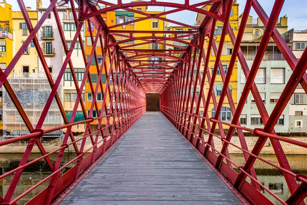 Pont Les Peixateries Velles Γέφυρα Του Άιφελ Girona Ισπανία Φωτογραφία Αρχείου