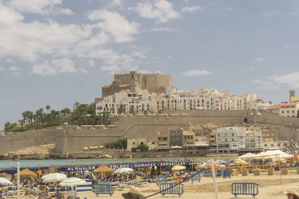 Peiscola Spanje Augustus 2017 Generaal Bekijken Van Toeristische Strand Peiscola — Stockfoto