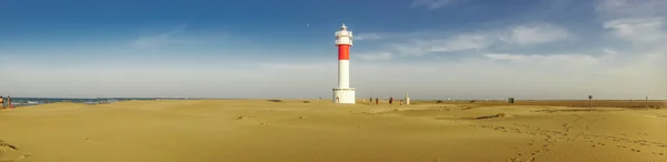 Vista Panorámica Del Faro Far Del Fangar Parque Natural Delta Imagen De Stock