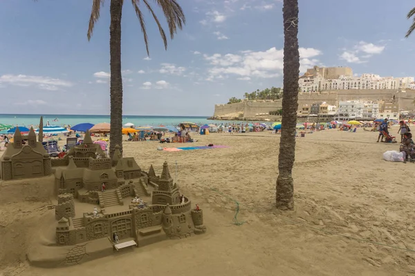 Peiscola Espagne Août 2017 Vue Générale Depuis Plage Touristique Peiscola — Photo