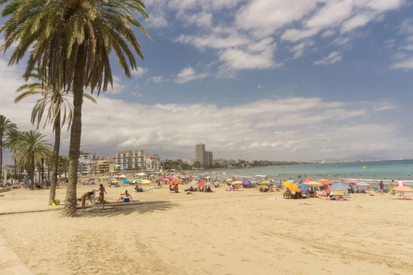 Peiscola Ισπανία Αυγούστου 2017 Γενική Άποψη Από Την Τουριστική Παραλία — Φωτογραφία Αρχείου