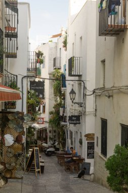 Peiscola, İspanya, 19 Ağustos 2017: Lightouse açık havada görünümü.