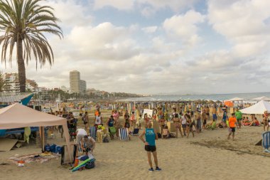 Peiscola, İspanya, 19 Ağustos 2017: görünümünü yüksek sezon boyunca turistik yer. İspanya'da en touristics biridir Penyiscola yerler.