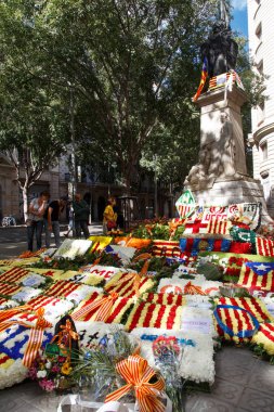 Barcelona, Katalonya, İspanya, 11 Eylül 2017: Ralli Catalunya'nın bağımsızlığını Milli gün boyunca desteği.