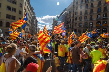Barcelona, Katalonya, İspanya, 11 Eylül 2017: Ralli Catalunya'nın bağımsızlığını Milli gün boyunca desteği.