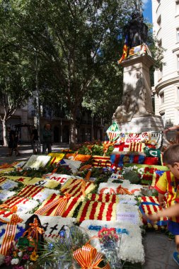Barcelona, Katalonya, İspanya, 11 Eylül 2017: Ralli Catalunya'nın bağımsızlığını Milli gün boyunca desteği.