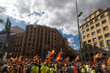 Barcelona, Katalonya, İspanya, 11 Eylül 2017: Ralli Catalunya'nın bağımsızlığını Milli gün boyunca desteği.