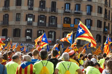 Barcelona, Katalonya, İspanya, 11 Eylül 2017: Ralli Catalunya'nın bağımsızlığını Milli gün boyunca desteği.