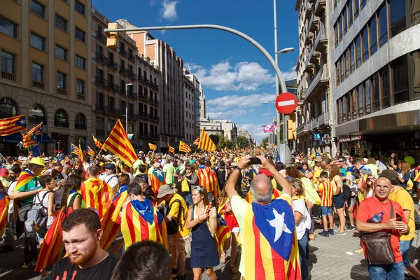 Barcelone Catalogne Espagne Septembre 2017 Rassemblement Pour Indépendance Catalogne Lors — Photo