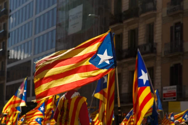 Βαρκελώνη Καταλονία Ισπανία Σεπτεμβρίου 2017 Ράλλυ Υποστήριξη Για Την Ανεξαρτησία — Φωτογραφία Αρχείου