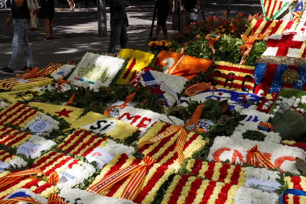Barcelona, Katalonya, İspanya, 11 Eylül 2017: Ralli Catalunya'nın bağımsızlığını Milli gün boyunca desteği.