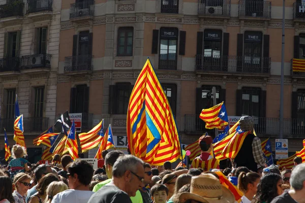 バルセロナ カタルーニャ スペイン 2017 ラリー ナショナルデー カタルーニャの独立支援 — ストック写真