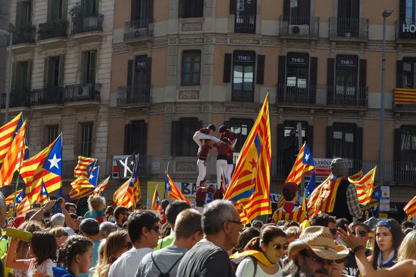 Barcelona, Katalonya, İspanya, 11 Eylül 2017: Ralli Catalunya'nın bağımsızlığını Milli gün boyunca desteği.