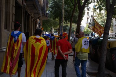Barcelona, Katalonya, İspanya, 11 Eylül 2017: Ralli Catalunya'nın bağımsızlığını Milli gün boyunca desteği.