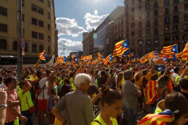 Barcelona, Katalonya, İspanya, 11 Eylül 2017: Ralli Catalunya'nın bağımsızlığını Milli gün boyunca desteği.