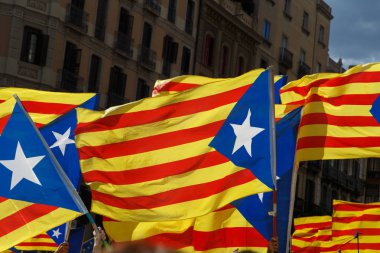 Barcelona, Katalonya, İspanya, 11 Eylül 2017: Ralli Catalunya'nın bağımsızlığını Milli gün boyunca desteği.