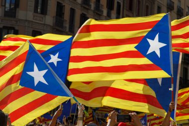 Barcelona, Katalonya, İspanya, 11 Eylül 2017: Ralli Catalunya'nın bağımsızlığını Milli gün boyunca desteği.