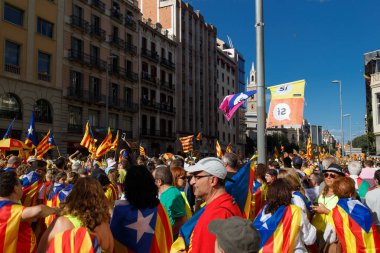 Barcelona, Katalonya, İspanya, 11 Eylül 2017: Ralli Catalunya'nın bağımsızlığını Milli gün boyunca desteği.