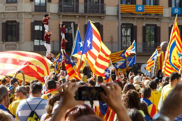 Barcelona, Katalonya, İspanya, 11 Eylül 2017: Ralli Catalunya'nın bağımsızlığını Milli gün boyunca desteği.