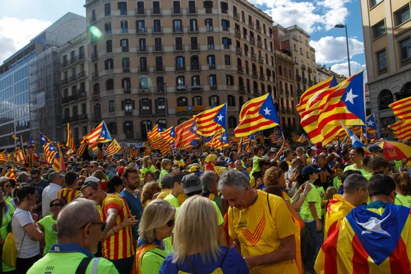 バルセロナ カタルーニャ スペイン 2017 ラリー ナショナルデー カタルーニャの独立支援 — ストック写真