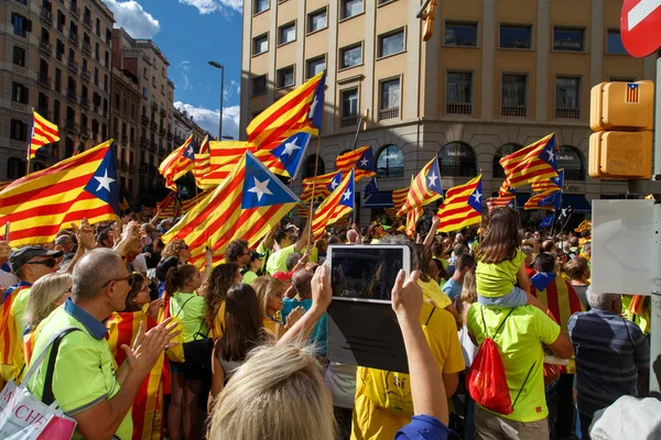 Barcelone Catalogne Espagne Septembre 2017 Rassemblement Pour Indépendance Catalogne Lors — Photo