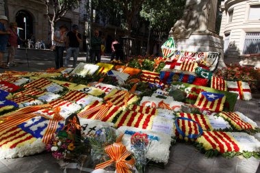 Barcelona, Katalonya, İspanya, 11 Eylül 2017: Ralli Catalunya'nın bağımsızlığını Milli gün boyunca desteği.