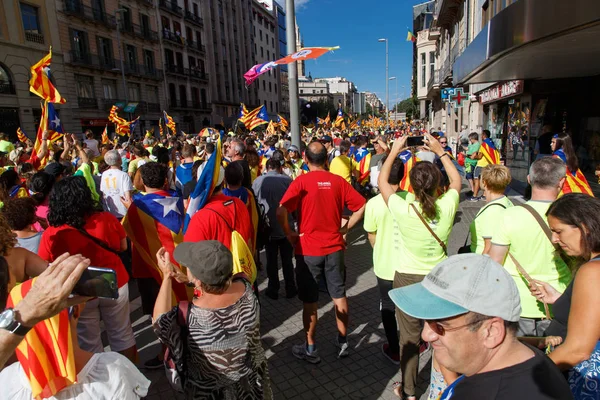 Barcelona, Katalonya, İspanya, 11 Eylül 2017: Ralli Catalunya'nın bağımsızlığını Milli gün boyunca desteği.