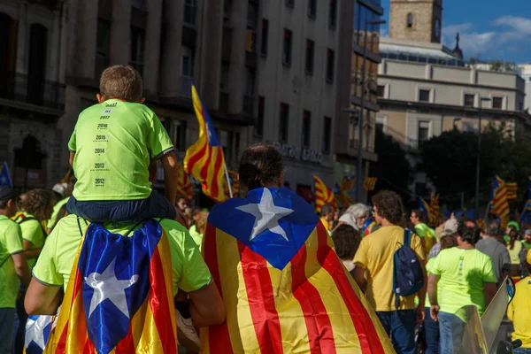Barcelona, Katalonya, İspanya, 11 Eylül 2017: Ralli Catalunya'nın bağımsızlığını Milli gün boyunca desteği.