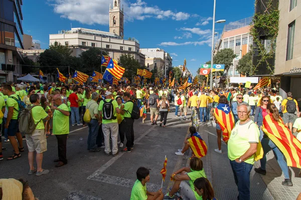 Barcelona, Katalonya, İspanya, 11 Eylül 2017: Ralli Catalunya'nın bağımsızlığını Milli gün boyunca desteği.
