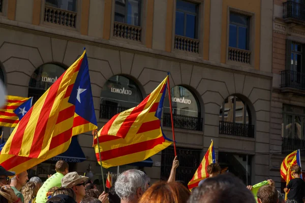 バルセロナ カタルーニャ スペイン 2017 ラリー ナショナルデー カタルーニャの独立支援 — ストック写真