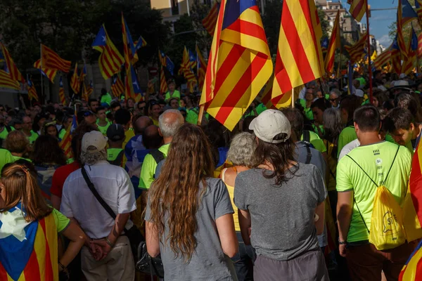 Barcelona, Katalonya, İspanya, 11 Eylül 2017: Ralli Catalunya'nın bağımsızlığını Milli gün boyunca desteği.