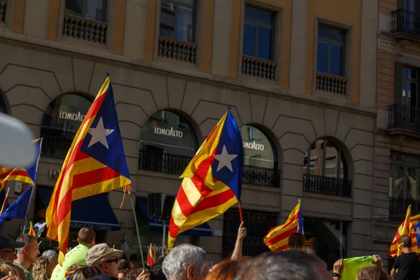 Barcelona Katalánsko Španělsko Září 2017 Lidé Ulici Nepokoje Během Národní — Stock fotografie