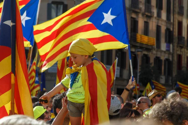 Barcelone Catalogne Espagne Septembre 2017 Des Gens Dans Rue Émeute — Photo