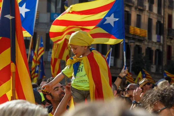 Barcellona Catalogna Spagna Settembre 2017 Persone Rivolta Durante Giornata Nazionale — Foto Stock
