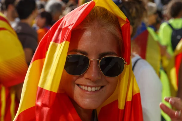 Barcelona Cataluña España Septiembre 2017 Gente Calle Disturbios Durante Día — Foto de Stock