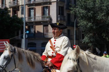 Barcelona, Katalonya, İspanya, 11 Eylül 2017: İsyan sırasında ulusal Catalonia claming Katalan bayrakları ile Catalunya Barcelona bağımsızlık günü sokakta insanlar. Editoryal resim yazısı.