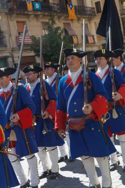 Barcelona, Katalonya, İspanya, 11 Eylül 2017: tarihi kültürel demostration Katalonya gelen Catalunya'nın bağımsızlığını ralli desteği ulusal gün boyunca sırasında.