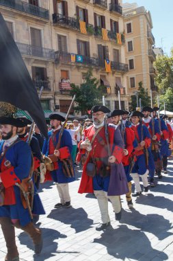 Barcelona, Katalonya, İspanya, 11 Eylül 2017: tarihi kültürel demostration Katalonya gelen Catalunya'nın bağımsızlığını ralli desteği ulusal gün boyunca sırasında.